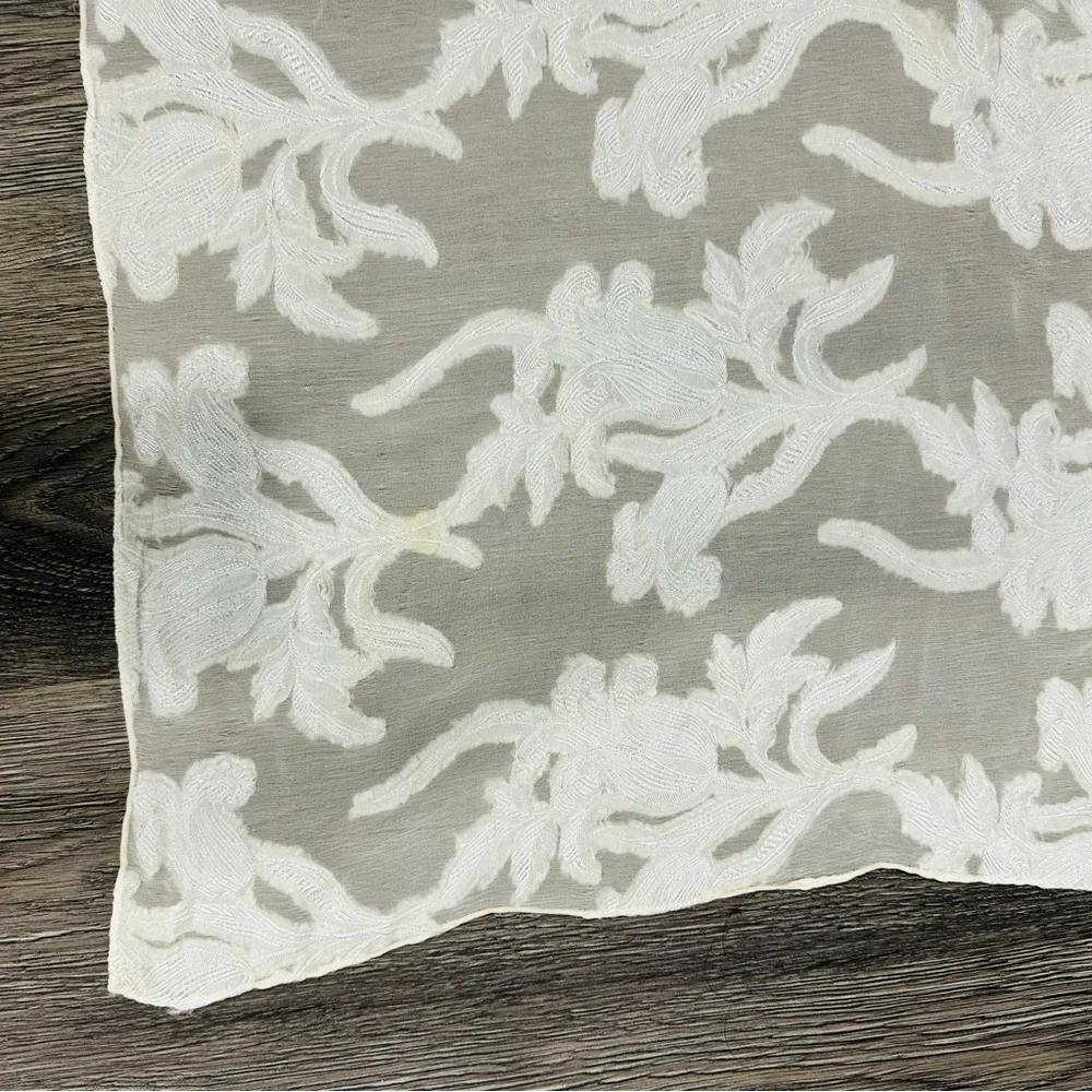 Henri Bendel White Sheer Lace Floral Scarf Wrap Shawl